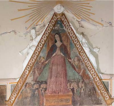 Dettaglio personaggi affresco cuspide